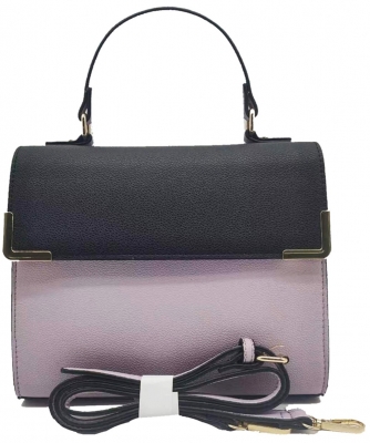 Colorblock Top Handle Satchel PF2770 LAVENDER/BLACK